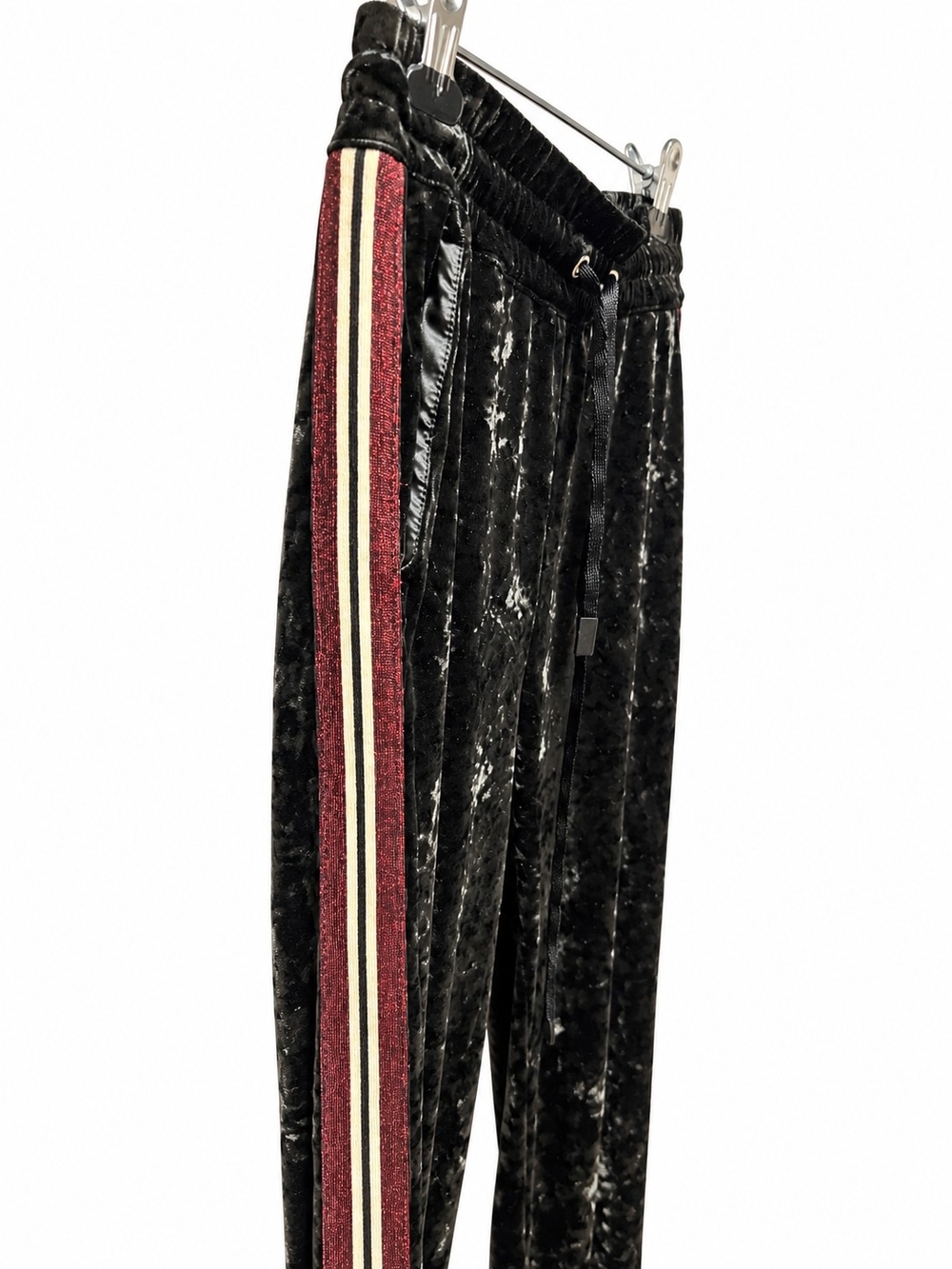 Zara Crushed Velvet Side Stripe Jogger Pants Size M - Picture 3 of 6
